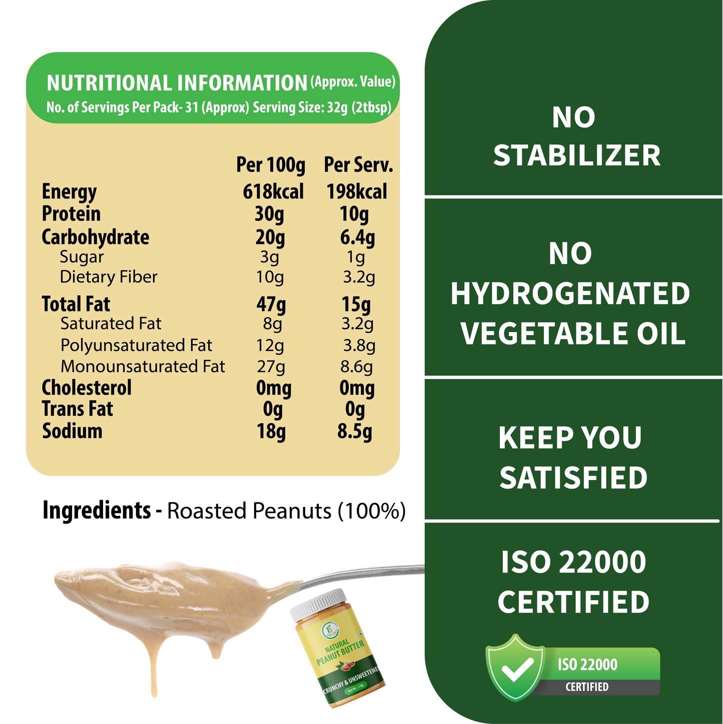 Natural Creamy Peanut Butter – Smooth Fuel for Your Day!